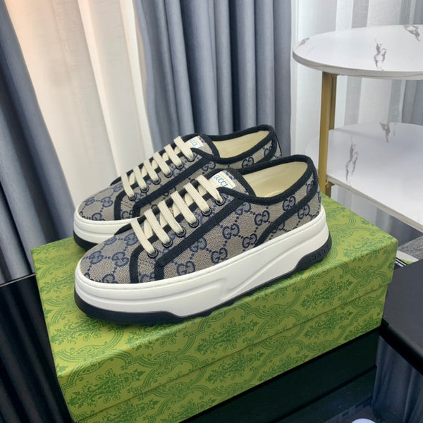 SNEAKER GG FLATFORM IN TELA PIOMBO
