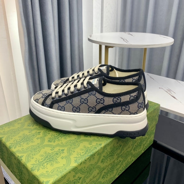 SNEAKER GG FLATFORM IN TELA PIOMBO