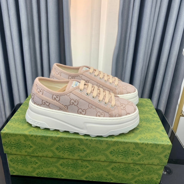SNEAKER FLATFORM GG IN TELA ROSA PASTELLO