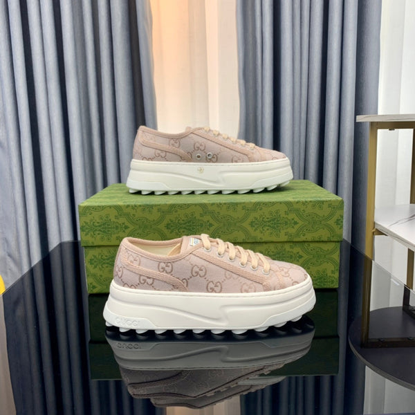 SNEAKER FLATFORM GG IN TELA ROSA PASTELLO