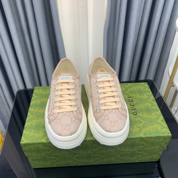 SNEAKER FLATFORM GG IN TELA ROSA PASTELLO