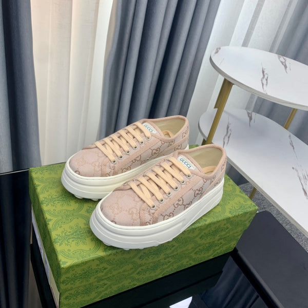 SNEAKER FLATFORM GG IN TELA ROSA PASTELLO