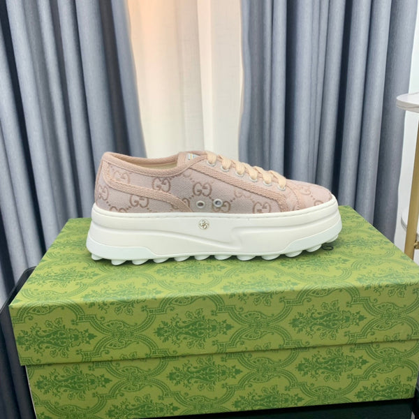 SNEAKER FLATFORM GG IN TELA ROSA PASTELLO