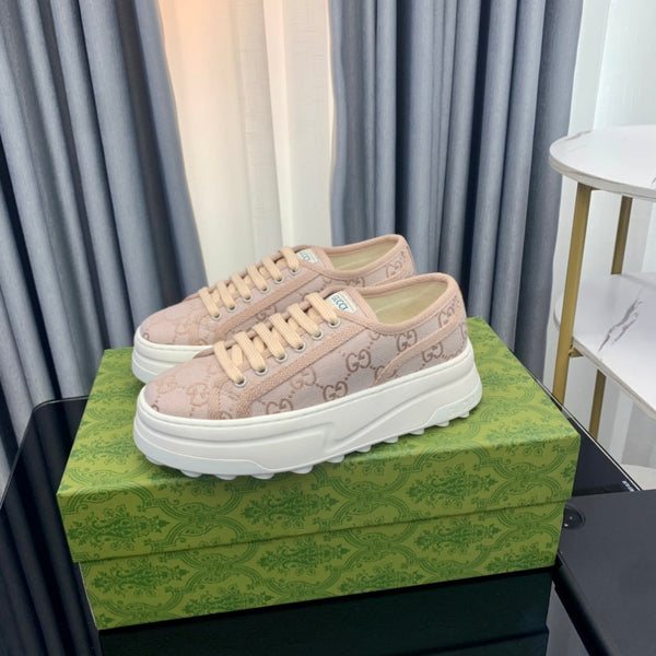 SNEAKER FLATFORM GG IN TELA ROSA PASTELLO