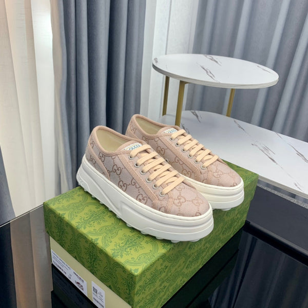 SNEAKER FLATFORM GG IN TELA ROSA PASTELLO