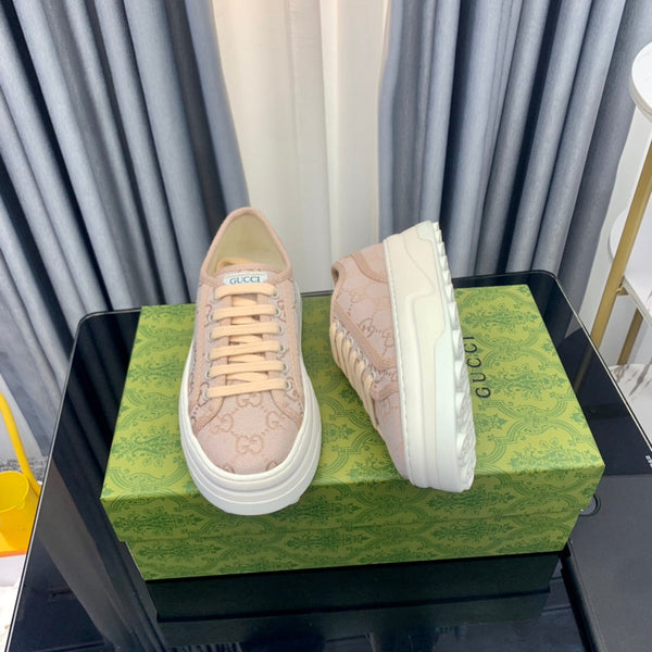 SNEAKER FLATFORM GG IN TELA ROSA PASTELLO