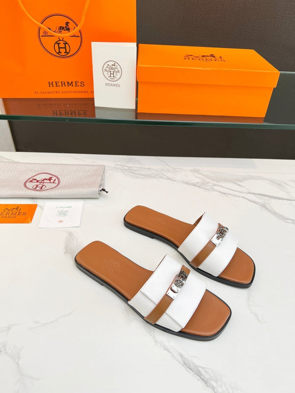 Sandalo Giulia in pelle di vitello bianca e marrone
