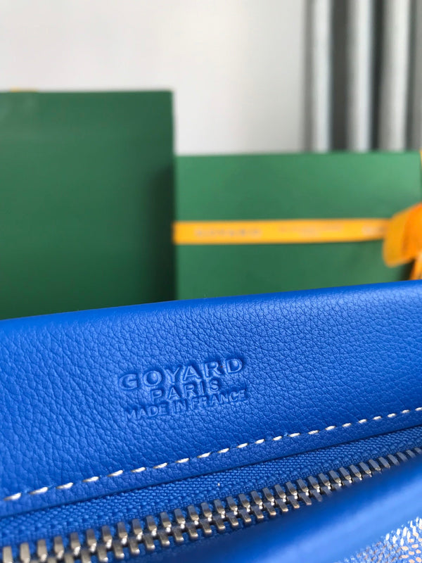 CONTI POUCH 24 IN PELLE DI AGNELLO BLU ZAFFIRO E TELA GOYARDINE