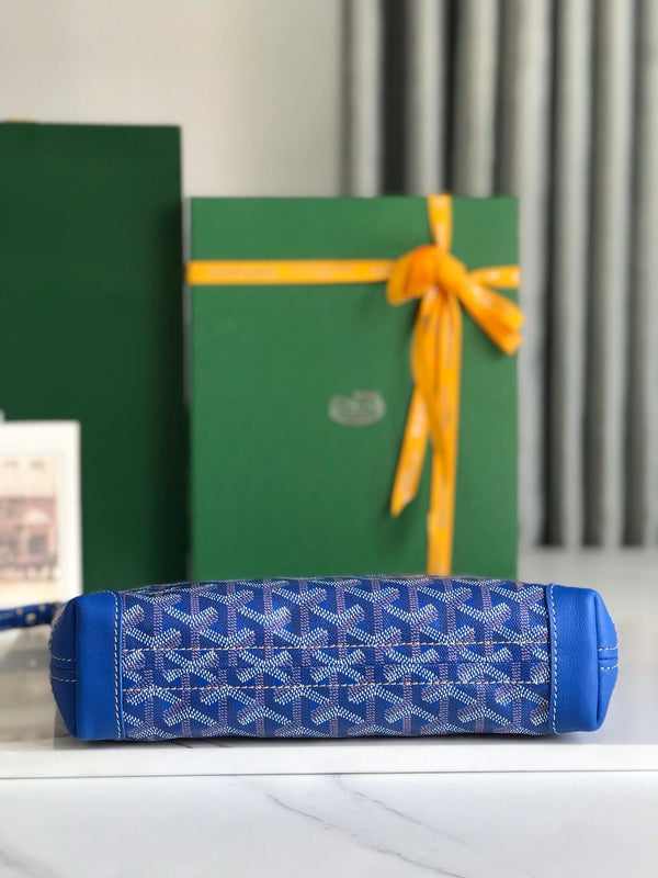 CONTI POUCH 24 IN PELLE DI AGNELLO BLU ZAFFIRO E TELA GOYARDINE