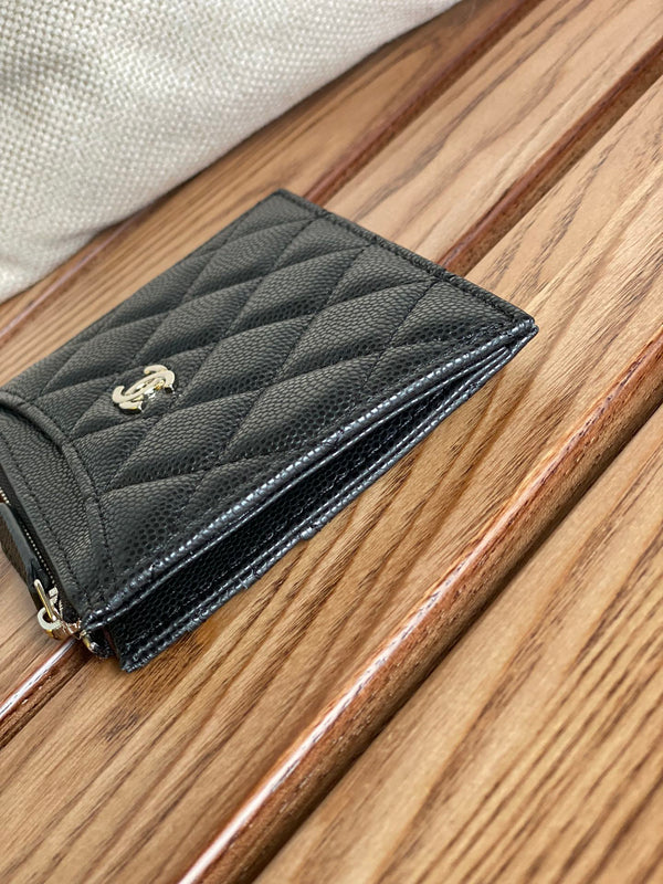 CC A84105 Coin Case Black Sliver Metal Caviar 240747