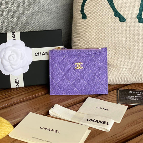 CC A84105 Coin Case Purple Gold Metal Caviar 240731