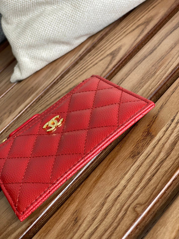 CC A84105 Coin Case Red Gold Metal Caviar 240739