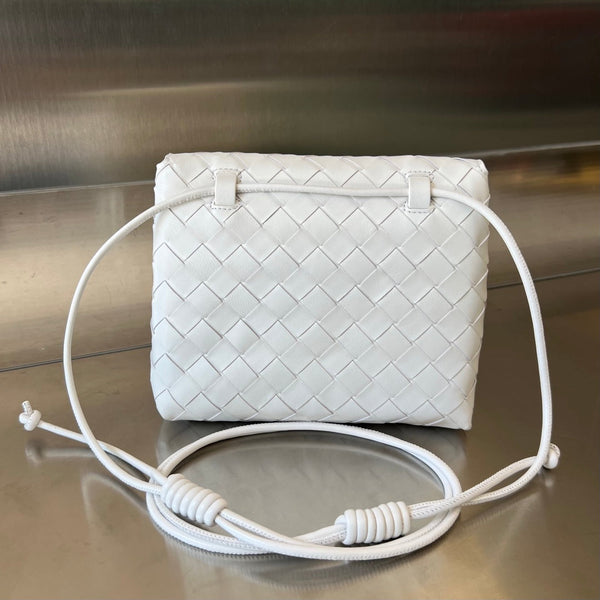 BV Mini Borsa a Tracolla 19cm Pelle di Vitello Bianca Ghw 