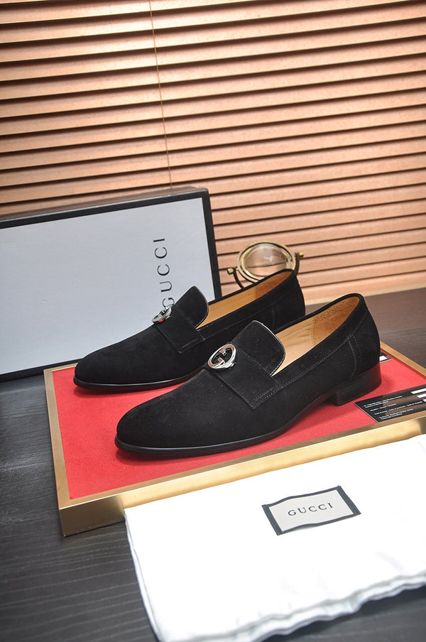 GG Men's Loafer Black Embossed Cowhide 484785