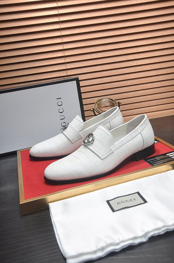 GG Men's Loafer White GG Silver Cowhide 552797