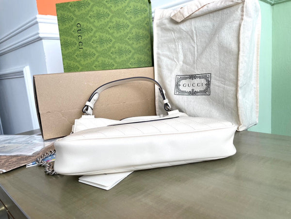 BORSA BLONDIE TOTE 30 IN PELLE DI VITELLO BIANCA CON FERRAMENTA IN ARGENTO