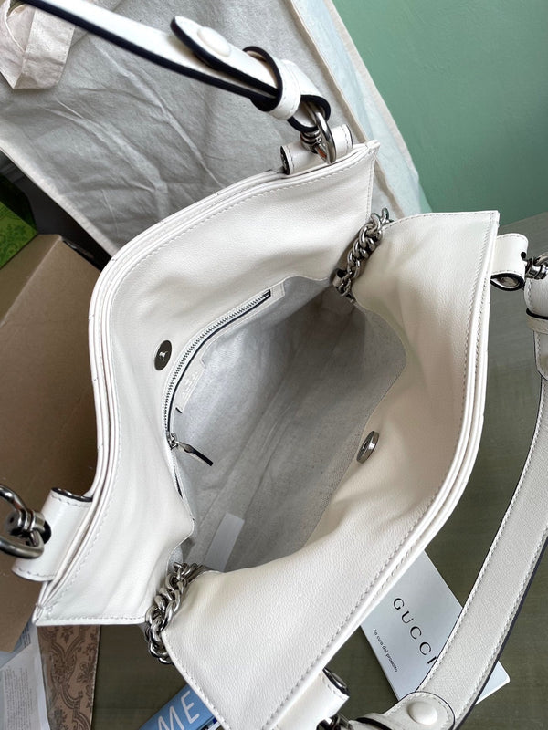 BORSA BLONDIE TOTE 30 IN PELLE DI VITELLO BIANCA CON FERRAMENTA IN ARGENTO