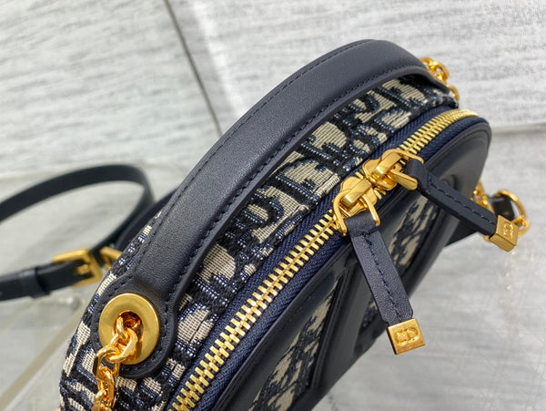 CD Oval camera bag 18 blue monogram cowhide leather