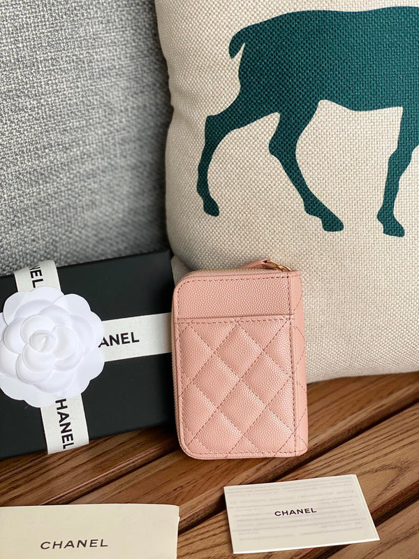 CC 22A Zippy Coin Purse Light Pink Caviar GHW 223906