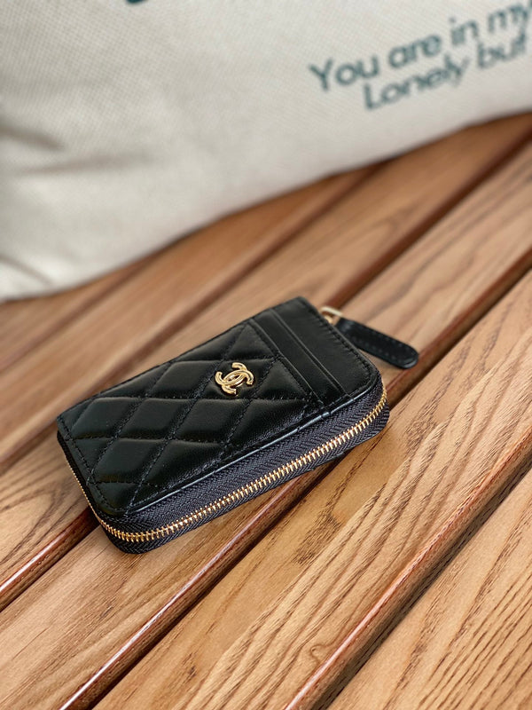 CC 22A Zippy Coin Purse Black Sheepskin GHW 223920