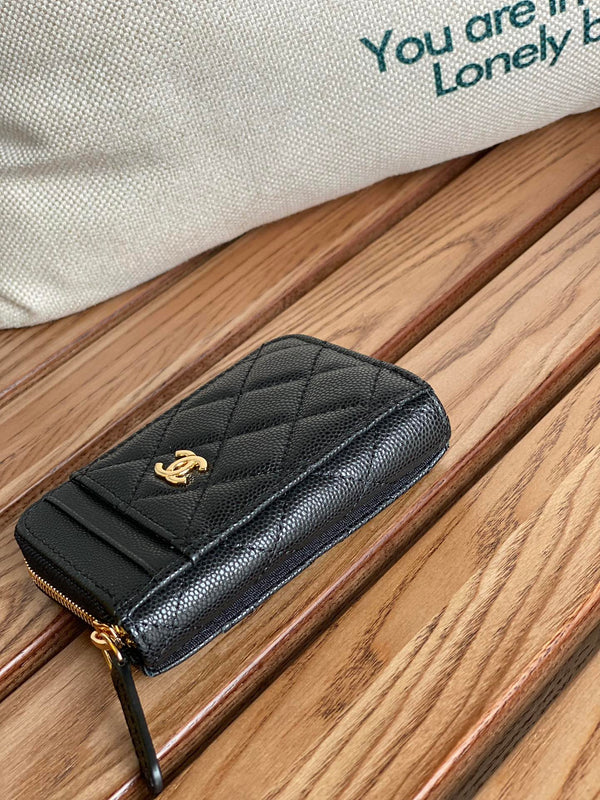 CC 22A Zippy Coin Purse Black Caviar GHW 223922