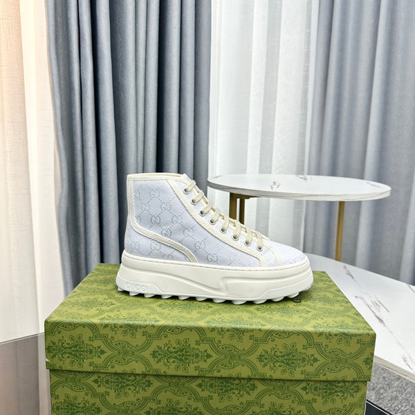SNEAKER GG HIGH TOP FLATFORM IN TELA BLU PASTELLO