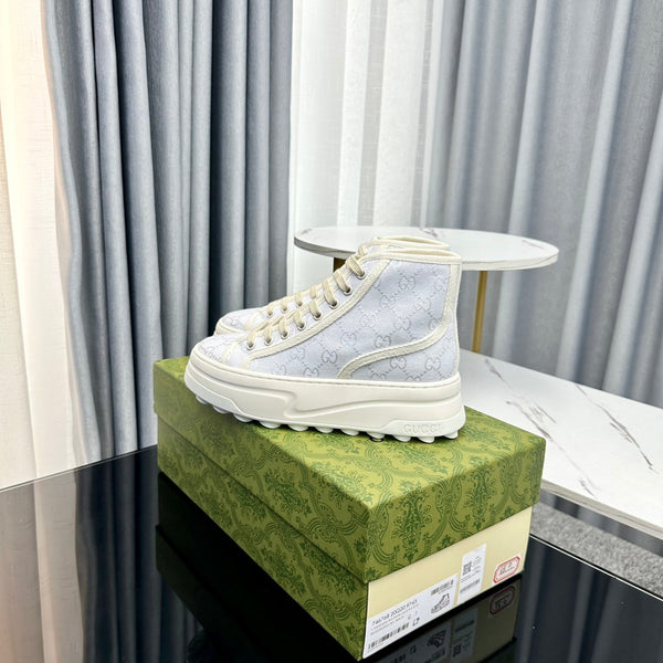 SNEAKER GG HIGH TOP FLATFORM IN TELA BLU PASTELLO