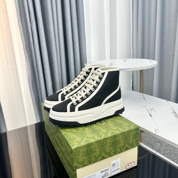 SNEAKER GG HIGH TOP FLATFORM IN TELA NERA