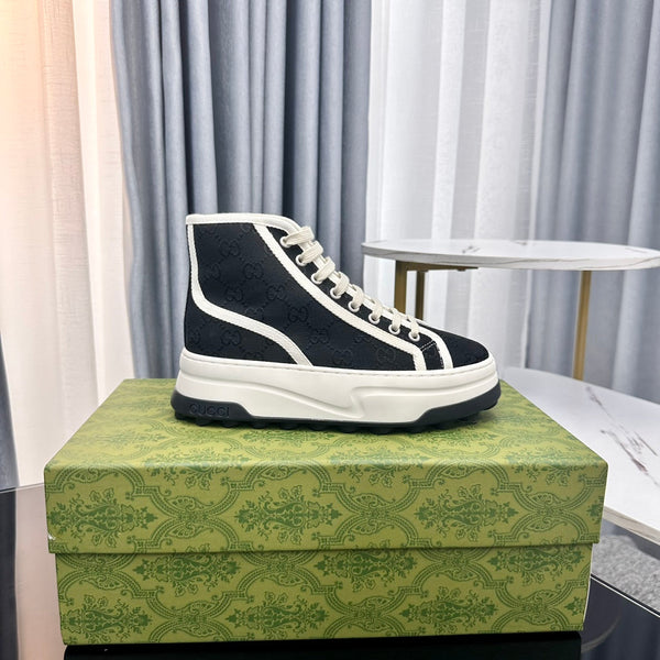 SNEAKER GG HIGH TOP FLATFORM IN TELA NERA