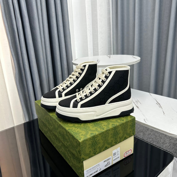 SNEAKER GG HIGH TOP FLATFORM IN TELA NERA