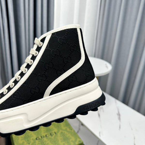 SNEAKER GG HIGH TOP FLATFORM IN TELA NERA