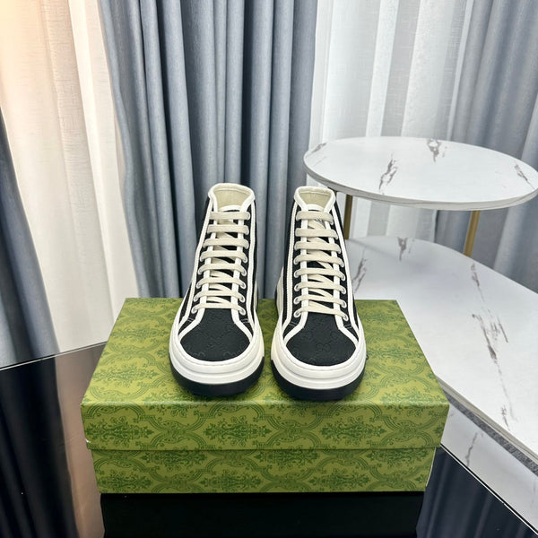 SNEAKER GG HIGH TOP FLATFORM IN TELA NERA