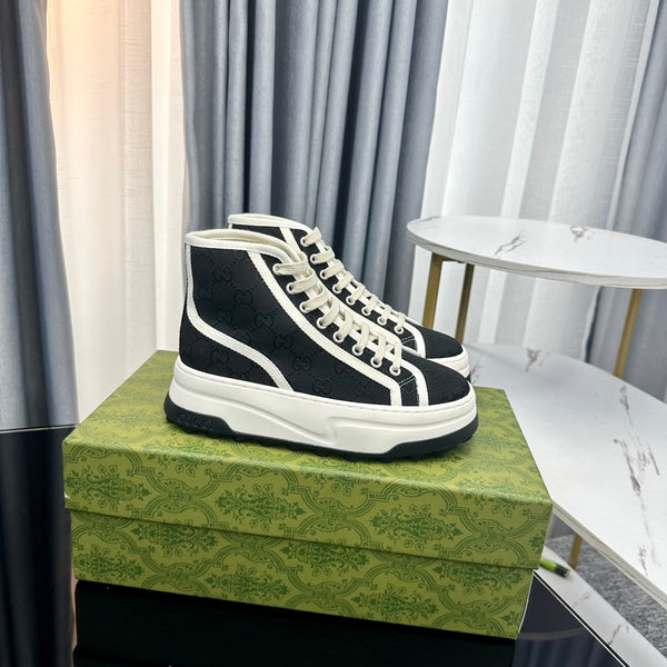 SNEAKER GG HIGH TOP FLATFORM IN TELA NERA