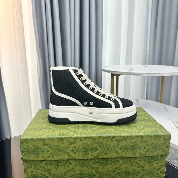 SNEAKER GG HIGH TOP FLATFORM IN TELA NERA