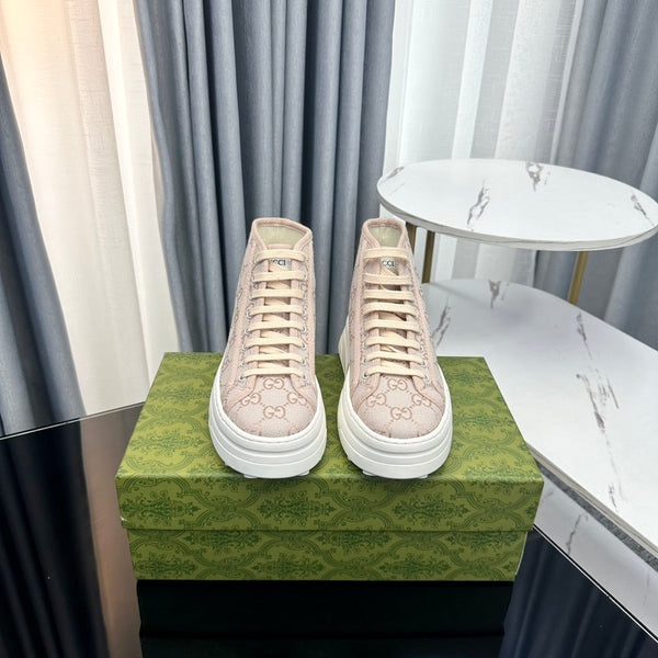 SNEAKER GG HIGH TOP FLATFORM IN TELA CREMA