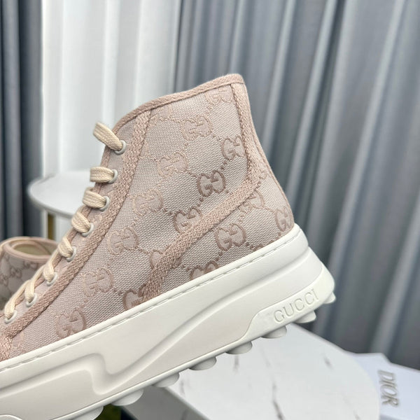 SNEAKER GG HIGH TOP FLATFORM IN TELA CREMA