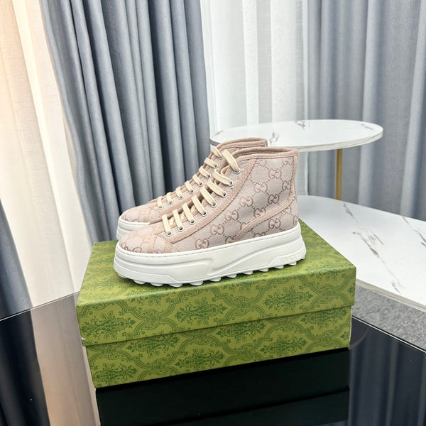 SNEAKER GG HIGH TOP FLATFORM IN TELA CREMA