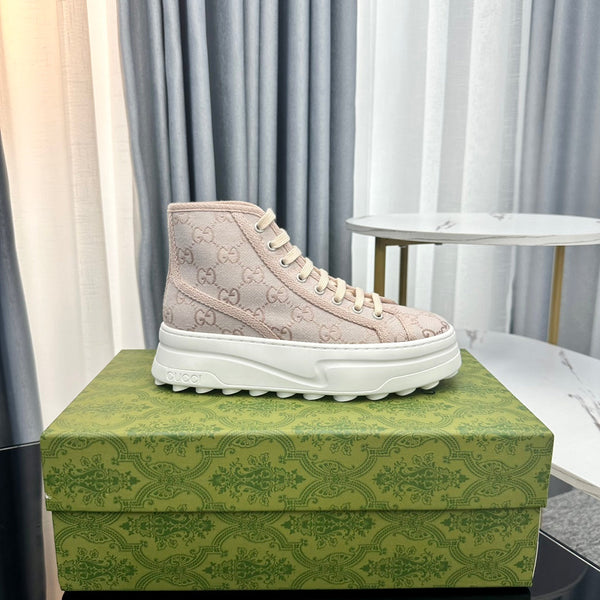 SNEAKER GG HIGH TOP FLATFORM IN TELA CREMA
