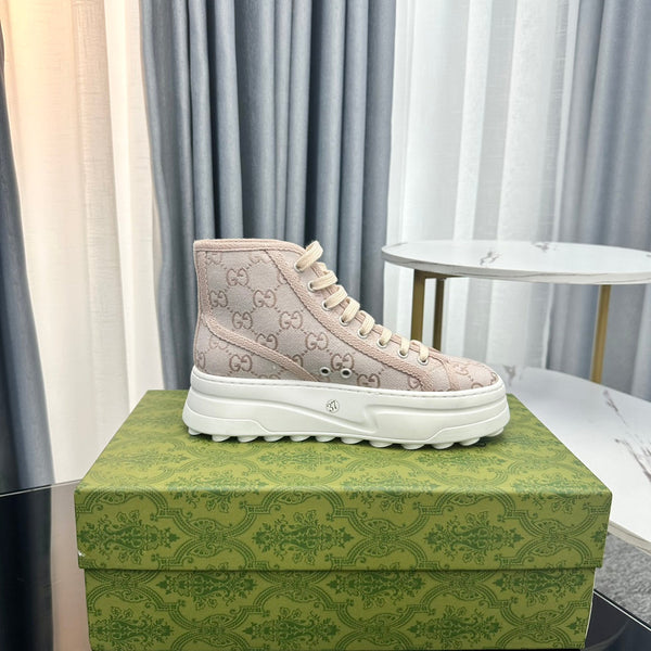 SNEAKER GG HIGH TOP FLATFORM IN TELA CREMA
