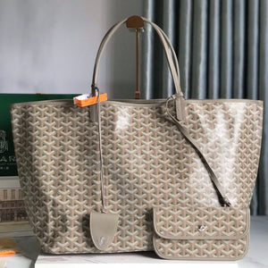 SAINT LOUIS PM 40 IN GREY MIX GREEN GOYARDINE CANVAS AND CALFSKIN