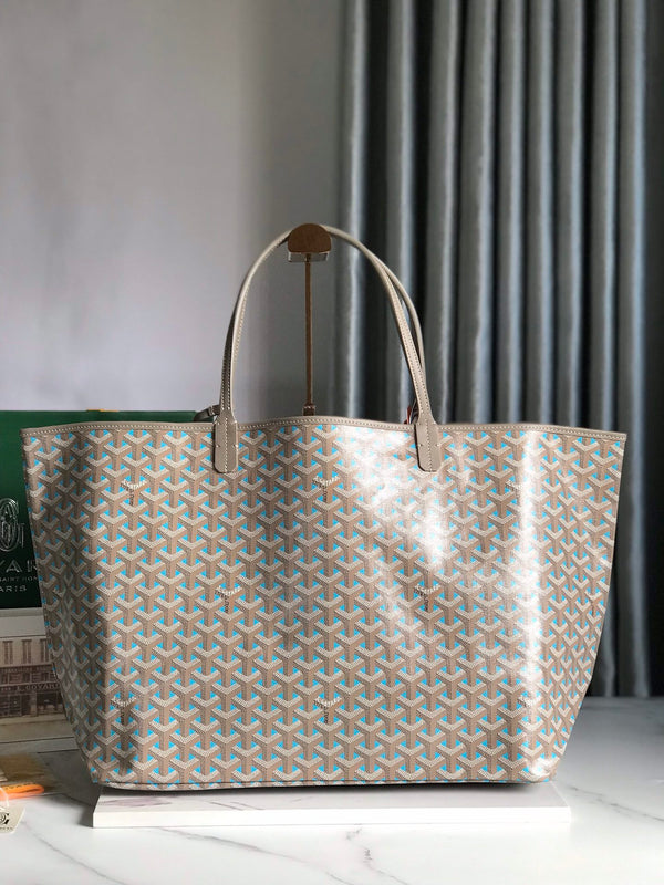 SAINT LOUIS PM 40 IN TELA GOYARDINE E PELLE DI VITELLO GRIGIO MIX BLU