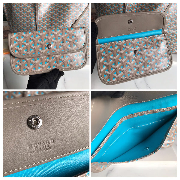 SAINT LOUIS PM 40 IN TELA GOYARDINE E PELLE DI VITELLO GRIGIO MIX BLU