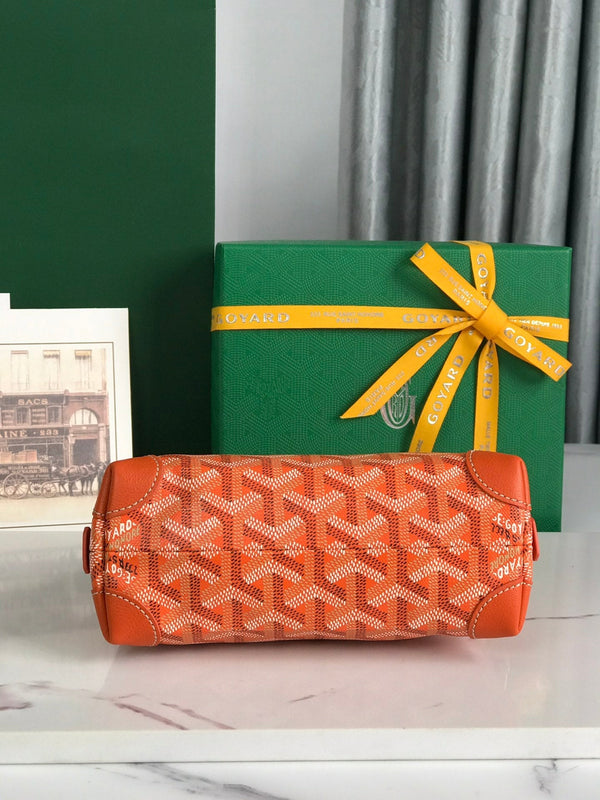 POCHETTE PER COSMETICI VENDÔME 17 IN TELA GOYARDINE ARANCIONE E FINITURE IN PELLE DI VITELLO