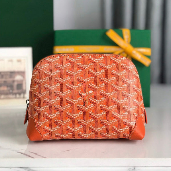 POCHETTE PER COSMETICI VENDÔME 17 IN TELA GOYARDINE ARANCIONE E FINITURE IN PELLE DI VITELLO