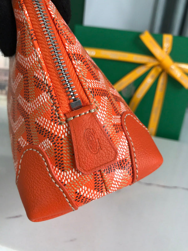 POCHETTE PER COSMETICI VENDÔME 17 IN TELA GOYARDINE ARANCIONE E FINITURE IN PELLE DI VITELLO