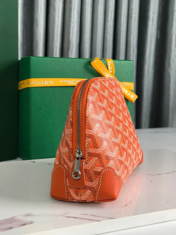 POCHETTE PER COSMETICI VENDÔME 17 IN TELA GOYARDINE ARANCIONE E FINITURE IN PELLE DI VITELLO