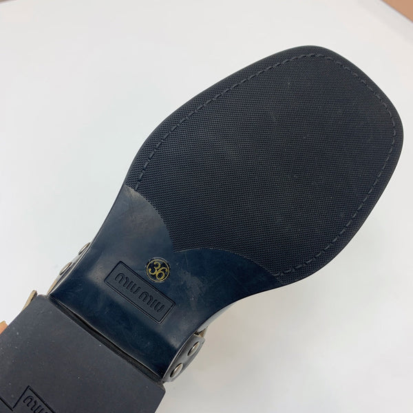 Miu Miu Biker Mid-Length Boots Black Leather 535199