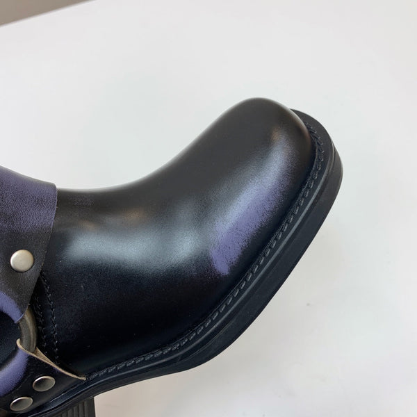 Miu Miu Biker Mid-Length Boots Black Leather 535199