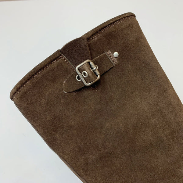 Miu Miu Biker Retro-Style Long Boots  Brown Suede 535201