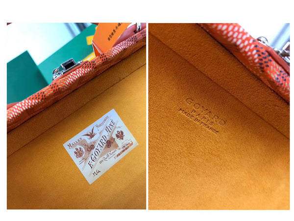 BORSA GRAND HÔTEL TRUNK 24 IN TELA GOYARDINE ARANCIONE E PELLE DI VITELLO